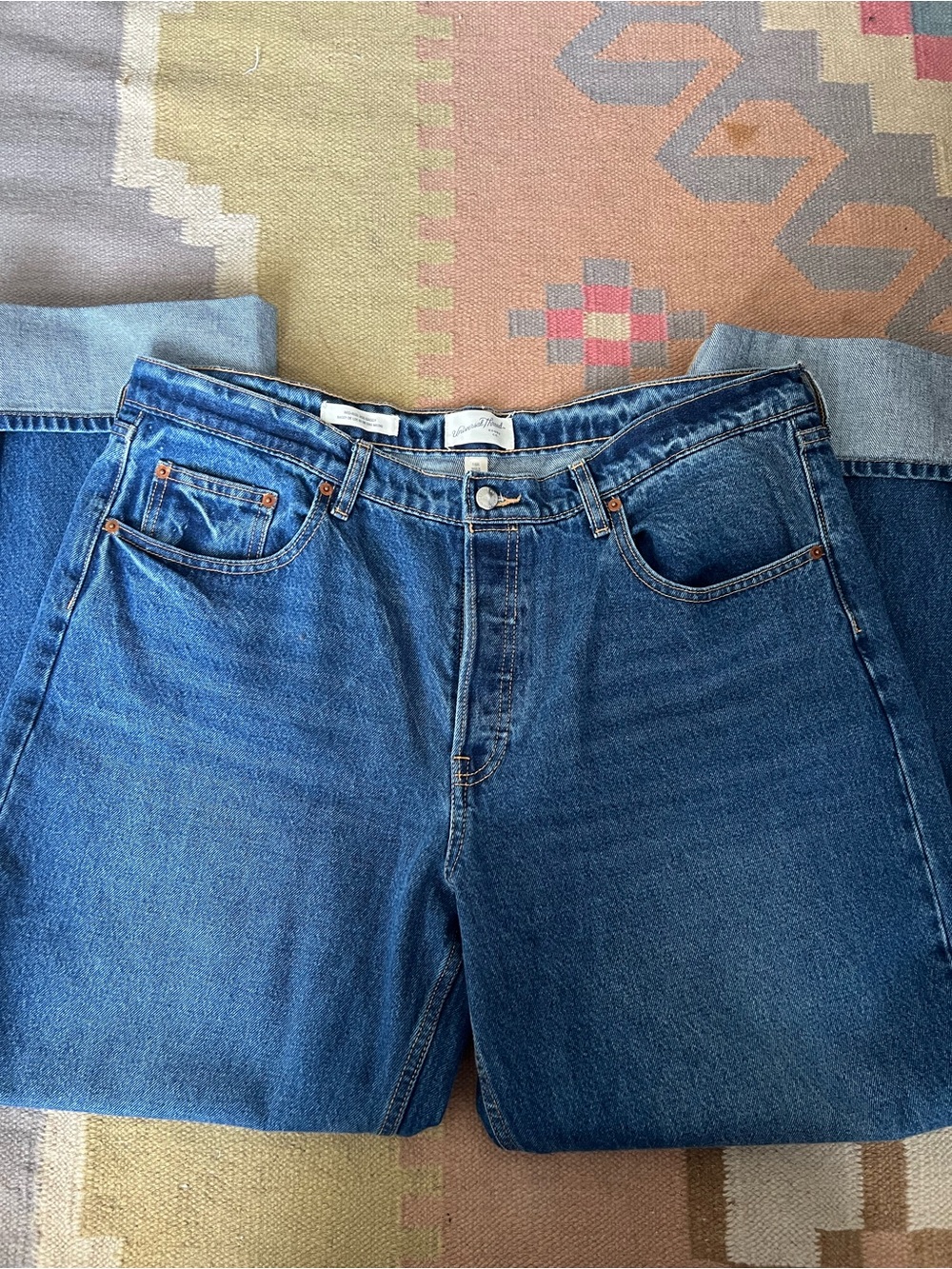 Universal Thread Mid-Rise 90s Baggy Dark Blue Women’s Jeans - Picture 2 of 4